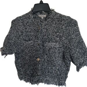 J.Crew Black and Gray Short Sleeved Cropped Lady Jacket